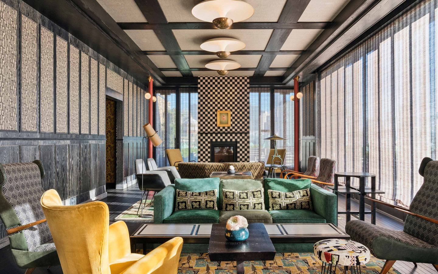 Charmaine's rooftop bar interior by Kelly Wearstler